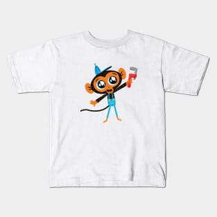 Mr. Monkey and His Trusty Monkey Wrench Kids T-Shirt